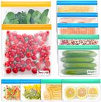 Anpro 11 Pack Reusable Silicone Freezer Bags - Thick BPA Free Reusable Silicone Food Storage Leakproof Ziplock Airtight Container 3 Size for Sandwich, Snacks, Fruits & Vegetables