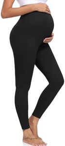ACTINPUT Maternity Leggings Over Bump High Waist Black Pregnancy Pants Soft Belly Support Stretchy Workout Yoga Trousers(Black,M)