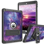 DUEDUE Case Compatible with iPad 10.2" Case, iPad 9th/8th/7th Generation Case,Kickstand Shockproof Hard Cover Luminous Nebula Protective Case for iPad 10.2 Inch 2019/2020/2021 Purple