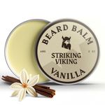 Striking Viking Beard Balm for Men - 60 g, Vanilla, Organic - Light Hair Hold with Jojoba Oil - Hydrating Beard Care with Shea Butter - Soothing Facial Hair Leave-In Conditioner for Men