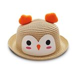 VRITRAZ Kids Hat, Summer Fashion Straw Bucket Hat, Suitable for 6-10 Years (Penguin Beige)