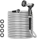 SPECILITE 175ft 304 Stainless Steel Garden Hose Metal, Heavy Duty Water Hoses with Nozzles for Yard, Outdoor - Flexible, Never Kink & Tangle, Puncture Resistant