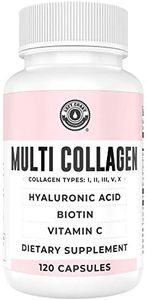 Collagen Capsules with Biotin, Hyaluronic Acid, Vitamin C | Hydrolyzed Multi Collagen Peptide Pills. Types I, II, III, V, X. Collagen for Skin, Hair, Nails and Joint Health