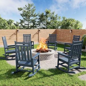 HDPE Rocking Chair Outdoor- Poly High Back Porch Rocker Chairs for Adults - All Weather Resistant Furniture for Patio Front Porch