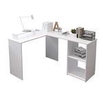 EUCO Computer Desk,White Office Desk L-Shape Wood Corner Workstation Desk Large PC Gaming Desk Study Table for Home/Office,135x111cm