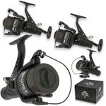 2 x NGT Carp Fishing Reel GTS 60 Bait Runner Freespool with 15lb Line Matt Black