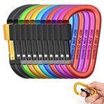 11 Pcs Locking Carabiner, Aluminum D Ring Clip D Shape Super Durable Strong and Light Large Carabiner keyring Keychain Clip for Outdoor Camping Key Chain Heavy Duty Screw Gate Lock Hooks (Colorful)