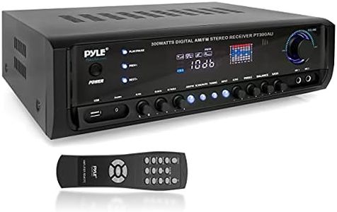 Pyle Home Audio Power Amplifier System - 300W 4 Channel Theater Power Stereo Sound Receiver Box Entertainment w/USB, RCA, AUX, Mic w/Echo, LED, Remote - for Speaker, iPhone, PA, Studio - PT390AU.5