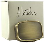 Classy Brass Pill Box by Houder - Decorative Pill Case with Gift Box - Carry Your Meds in Style (Rectangular)