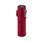 EzLife 3 in 1 Waterproof Rechargeable Electric Lighter with Flashlight & Compass, Dual Arc Plasma Beam Lighter-USB Rechargeable-Windproof-No Butane-Indoor & Outdoor Activities (Red)