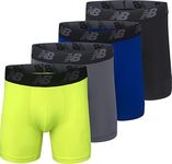 New Balance Men Performance No Fly Boxer Brief (4 Pack), Black/Hi-lite/Team Royal/Lead, Large