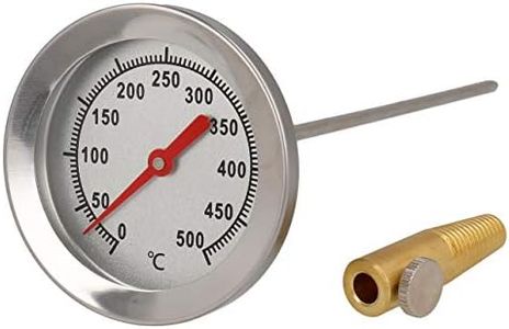 Termometro da incasso 500 gradi Ø 6,5 cm per forno a legna, forno pizza, grill, affumicatore, BBQ realizzato in acciaio inox, sonda 15 cm con cono incorporato