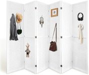 HIGREENA Room Divider 5.6FT Pegboard Display Wood Room Divider Panel 6 Panel Folding Room Divider Room Divider Screen Partition Room Dividers, White