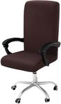 Smiry Stretch Printed Computer Office Chair Covers, Soft Fit Universal Desk Rotating Chair Slipcovers, Removable Washable Anti-Dust Spandex Chair Protector Cover with Zipper, Brown