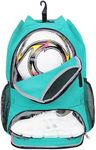 Drawstring Backpack Soccer Basketball Backpack with Shoe & Ball Compartment and Wet Pocket String Gym Bag Sackpack for Men Women Kids, Turquoise