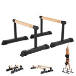 Gravity Fitness Medium Parallettes Bars with Hybrid Wooden Handles, Stable for Calisthenics, CrossFit, Gymnastics, Bodyweight Training, Designed for Home or Commercial Gym Workouts