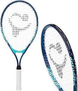Kids Tennis Racket with Training Videos – 23 Inch Aluminum Youth Tennis Racket with Neoprene Handle for Children Age 5-12 – Learn Faster and Play Better by Street Tennis Club, Navy Blue