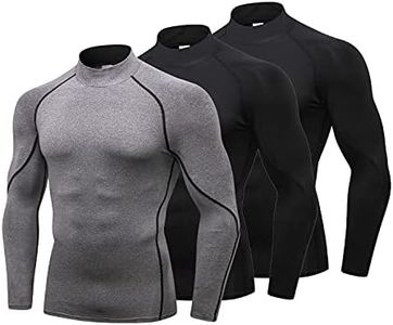 LANBAOSI Men's Compression Shirt Mock Neck Neck Functional Shirt Long Sleeve for Men Fitness Shirt Breathable Running Shirt Breathable Sports Shirt Running Shirt for Running Sports Gym,