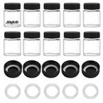 SAGUD 10pcs Airbrush Bottles 2/3oz 20cc with Plastic Lids Kit and Extra 5pcs Lids 5pcs O-Ring, Air Brush Paint Storage Pigments Color Inks