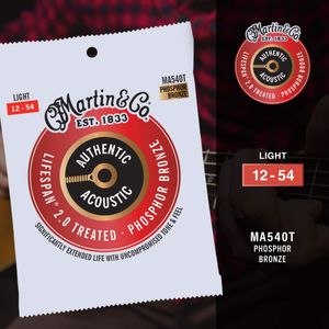Martin MA540T Phosphor Bronze Acoustic Guitar Strings, 12-54