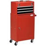 DURHAND 3-Drawer Rolling Tool Chest on Wheels, 2 In 1 Detachable Tool Box and Storage Cabinet with Lock and Handle, Steel Tool Organizer for Garage, Warehouse, Workshop, Red