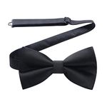 HISDERN Black Bow Ties for Men Pre-tied Adjustable Tuxedo Bowtie Classic Formal Solid Color Bowties for Wedding Party