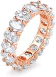 18k Rose Gold Plated Womens Eternity Wedding Band Oval Cut Cubic Zirconia Ring (Rose Gold, 5)