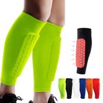 Shindefender Shin Guards Pads, Honeycomb Compression Sleeve Football Shin Guards for Boys, Teenagers and Adults, Soccer Defender Pads with Superior Impact Absorption, Lightweight (Green, M)