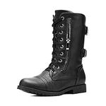 DREAM PAIRS Women's Terran Black Mid Calf Built-in Wallet Pocket Lace up Military Combat Boots Utilitarian -10 M US