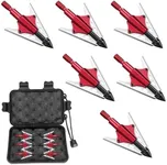 Gracfulcub 100gr Broadheads Crossbow, Beast Broadheads 6PK Archery Broadheads, Stainless Steel 3-Blade Fixed Blade Arrow Tips for Crossbow & Compound Bow (Red)
