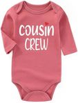 AIZFFZY New to the little cousin crew baby boy outfit cousin baby clothes newborn going home outfit Girl baby, Long Cousin Crew Mauve, 12-18 Months