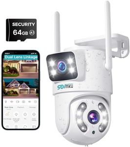 SOVMIKU 【Dual Lens WiFi Security Camera Outdoor, 6MP 2.4G WiFi Pan Tilt Camera with 64GB SD Card, Human Detection, Auto Tracking, Color Night Vision, 24/7 Record 【Plug-in Cable】 No-Monthly Fees