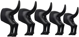 CRSWHA 5 Pack Dog Tail Coat Hooks for Wall,Black Plastic Wall-Mounted Hat Hanger Hooks,Cute Towel Hooks for Bathroom,Decorative Dog Butt Wall Peg for Hanging Coats,Bags,Key,Purse,Dog Leash