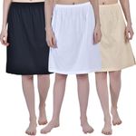 Aimly Women's Cotton Knee Length Skirt Combo White Black Beige Pack of 3