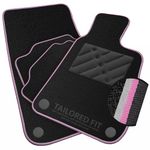 Car Mats to fit Audi A1 2010-2018 Black Carpet & Pink & Grey Colour-Tech Trim & Black Rectangle Heel Pad [SAPP-1319]