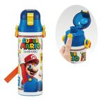 Skater SDC6N-A Super Mario 23 Water Bottle, 20.9 fl oz (580 ml), Direct Drinking, Stainless Steel, Sports Bottle