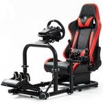 Marada Racing Simulator Cockpit Stand,with Red Seat Racing Wheel Stand fit Logitech G25 G27 G29 G920 G923 Thrustmaster Fanatec,Steering Wheel Stand NO Wheel&Pedals for PC