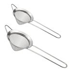 DXLing 2PCS Cocktail Fine Strainer 2 Sizes Stainless Steel Fine Mesh Conical Strainer Food Strainer Cocktail Fine Mesh Conical Colander Sieve Sifter with Handle and Rim for Filtering Drink Tea Juice