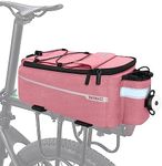 RAYMACE Bike Trunk Cooler Bag With Tail Light,Bicycle Rear Rack Bag Insulated Storage 8L,Pannier Bag (Pink)