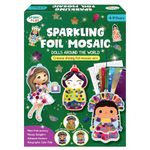 SparkLPlay Shining Foil Mosaic- Dolls Around The World. Mess Free, Art Craft Activity, Creative Toy for Kids, Gift for Girls Ages 4,5,6,7,8,9 Fun, DIY, Travel Toy, Craft Supplies