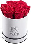 SOHO FLORAL ARTS | Roses Preserved Flowers | Genuine Roses that Last for Years | Flowers for Delivery Preserved Roses in A Box (White Box, Red Roses) | Mothers Day Gifts