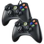 Zexrow Xbox 360 Wired Controller 2 Pack – Gamepad for Xbox 360 & Windows PC 10/8/7/XP, USB Wired PC Controller with Dual Vibration, Upgraded Design Ergonomic, Plug-and-Play, No Battery Needed