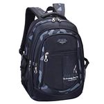 Backpack Boys School Bags Big Bookbags Durable Heavy Duty Student Kids Travel Waterproof (Black)