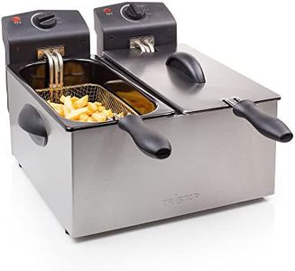 Tristar Freidora doble de acero inoxidable - 6 litros, 2 x 1800 vatios, con función de zona fría y nivel de calentamiento ajustable, FR-6937