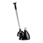 simplehuman Toilet Plunger and Caddy, Stainless Steel, Black