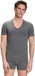 FALKE Men Daily Comfort Deep V-Neck M 2 Pieces, Grey (Dark Grey-Heather 3278), S