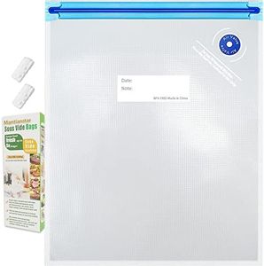 Sous Vide Bags 15pack Large Size 10.2x13.4in/ 26x34cm Food Storage Bags, Reusable Vacuum Zipper for Sous Vide Cooking, with 2 Sealing Clips for Anova and Joule Cookers