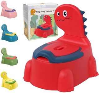 Kaiounni Dinosaur Potty Chair with Lid - Portable Anti-Slip Toilet Seat for Toddlers 1-6 Years, Splashproof Training Potty for Boys & Girls, Easy Clean & Travel-Friendly (Bright Red)