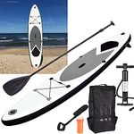 GEEZY Inflatable Stand Up PaddleBoards 10.5x2.5x0.5ft, 320x76x15cm Grey Non-Slip SUP Board, Adult Paddle board, Adj. Paddle, Paddle Board Pump, Bag & Paddle Board Accessories, Stand Up PaddleBoarding