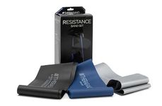 THERABAND Resistance Bands Set, Professional Non-Latex Elastic Band For Upper & Lower Body Exercise, Strength Training without Weights, Physical Therapy, & Pilates, Blue & Black & Silver, Advanced